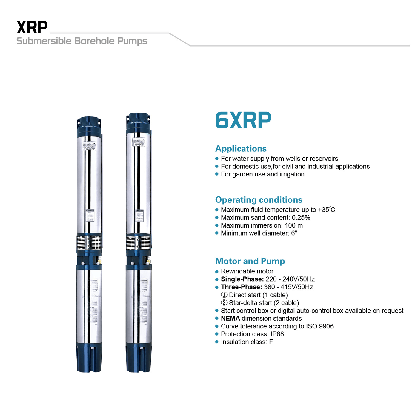 Submersible Borehole Pumps Features - 6XRP - LEO PUMP