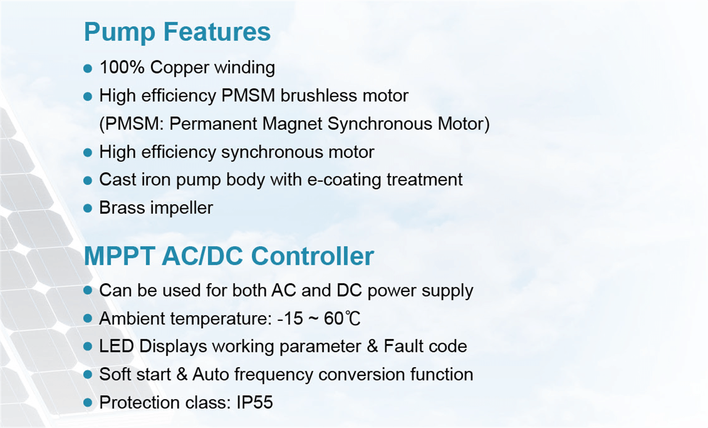 Hybrid DC/AC Solar Centrifugal Pump Highlights - AC-AD - LEO PUMP