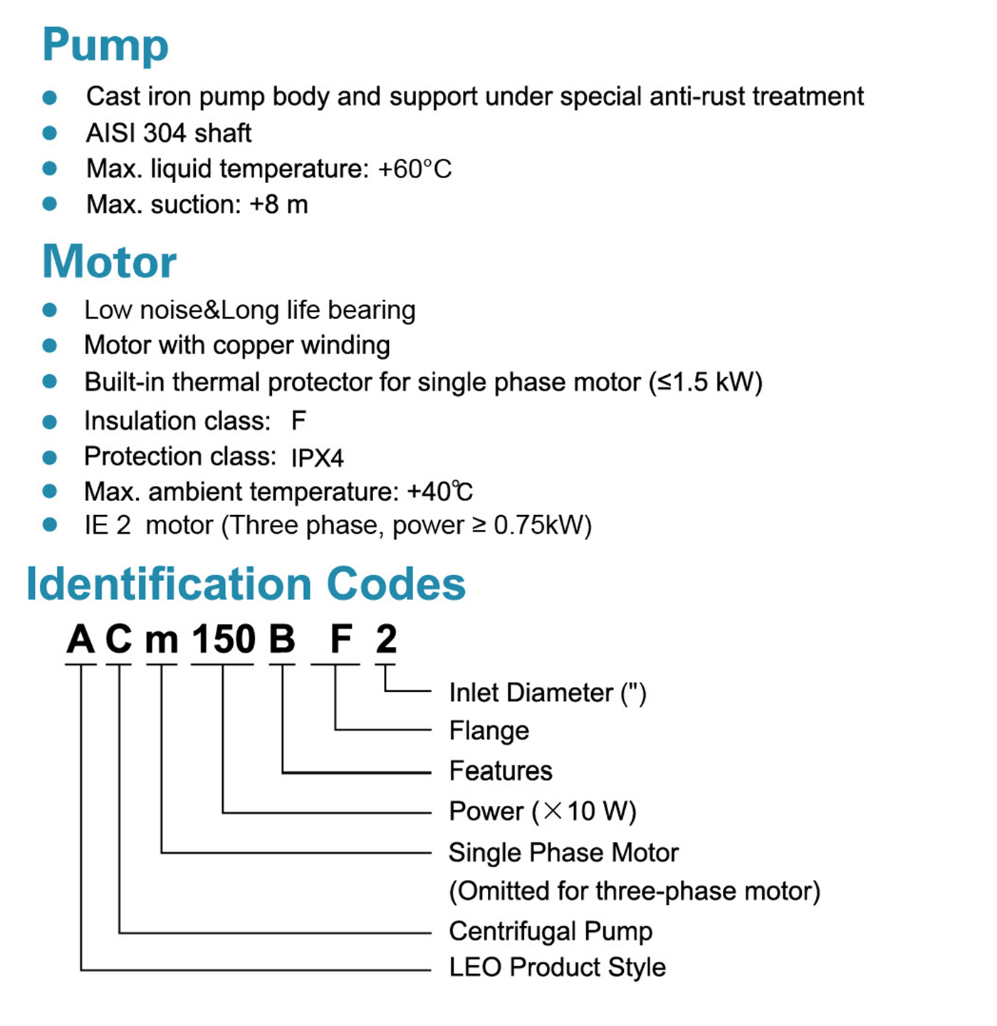 Centrifugal Pump Features - ACm150BF2