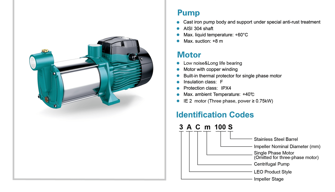 Stainless Steel Multistage Centrifugal Pump Features - ACm-S - LEO PUMP