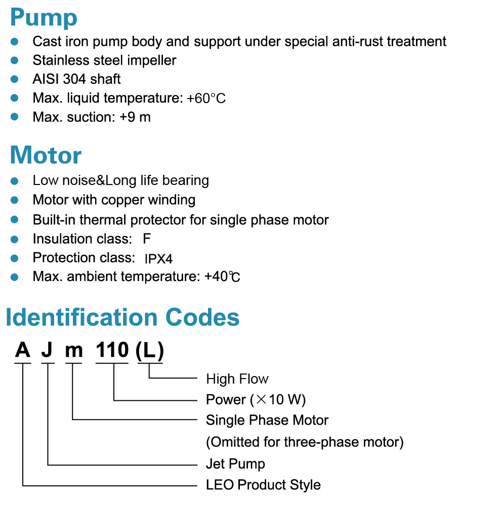 Jet Pump Features - AJm110(L)