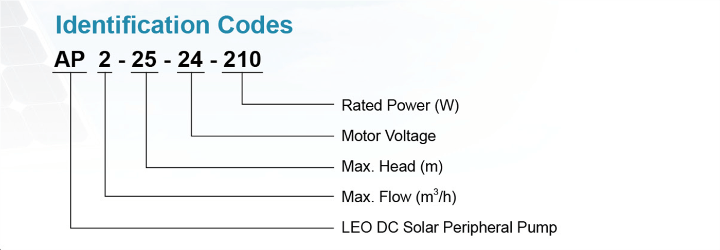 DC Solar Peripheral Pump Model Identification - AP - LEO PUMP