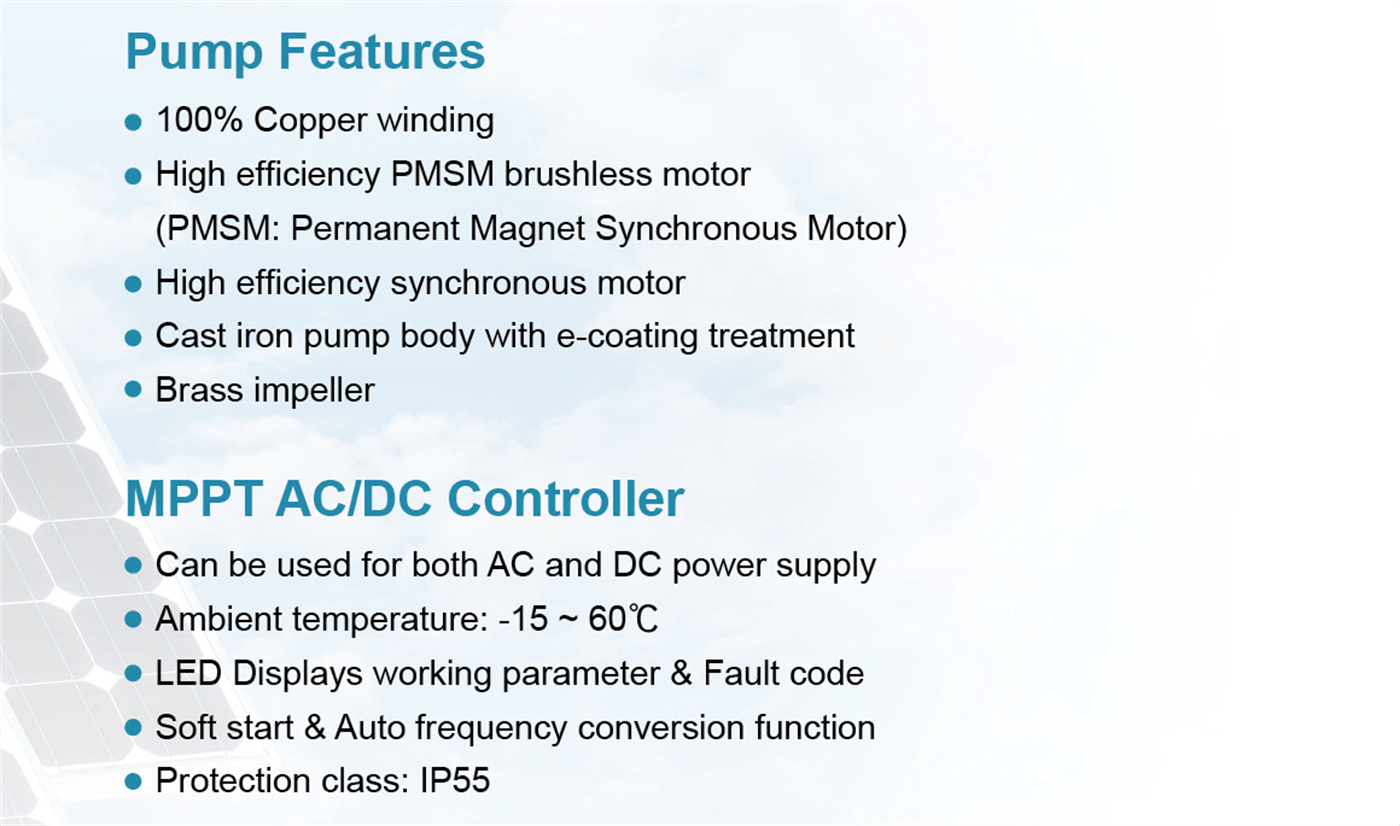 Hybrid AC-DC Solar Peripheral Pump Highlights- AP - LEO PUMP