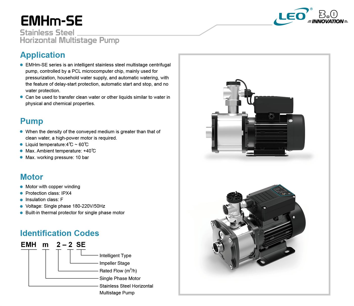 Intelligent Stainless Steel Horizontal Multistage Pump Features - EMHm-SE - LEO PUMP