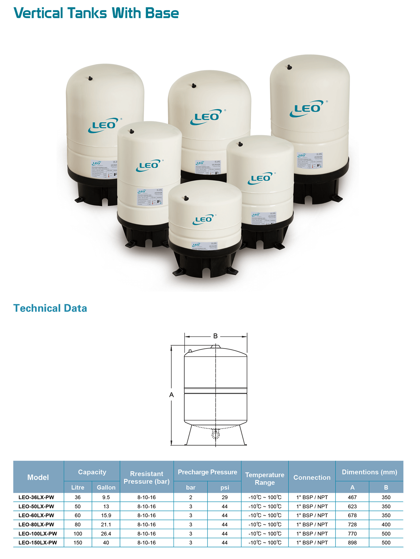 Vertical Tanks With Base Specifictaions - Fix Membrane Tanks