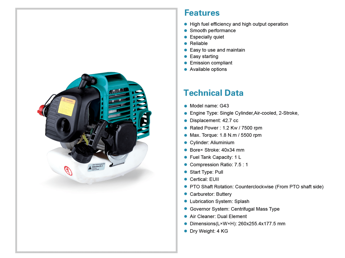 Horizontal Engines Features - G43 - LEO PUMP