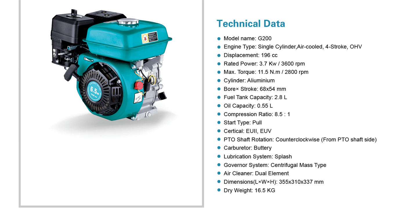 Horizontal Engines Specifications - G200 - LEO PUMP