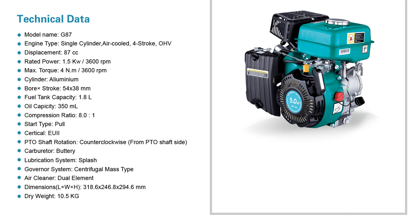 Horizontal Engines Specifications - G87 - LEO PUMP