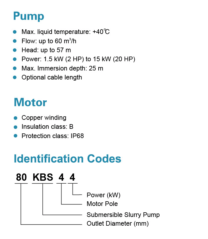 Submersible Slurry Pump Features - KBS