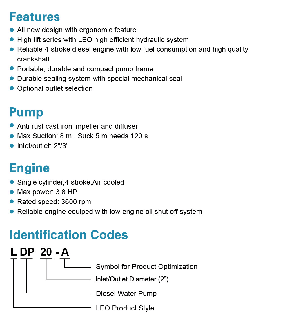 Diesel Water Pump Features - LDP