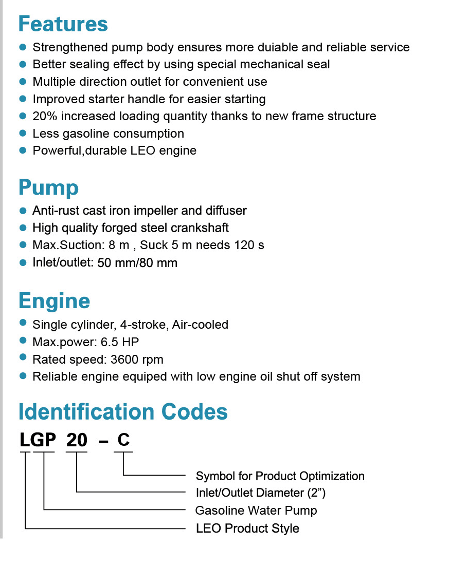 Gasoline Water Pump Highlights