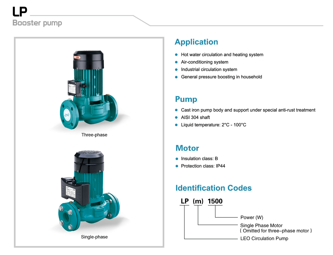 Booster Pump Features - LP - LEO PUMP