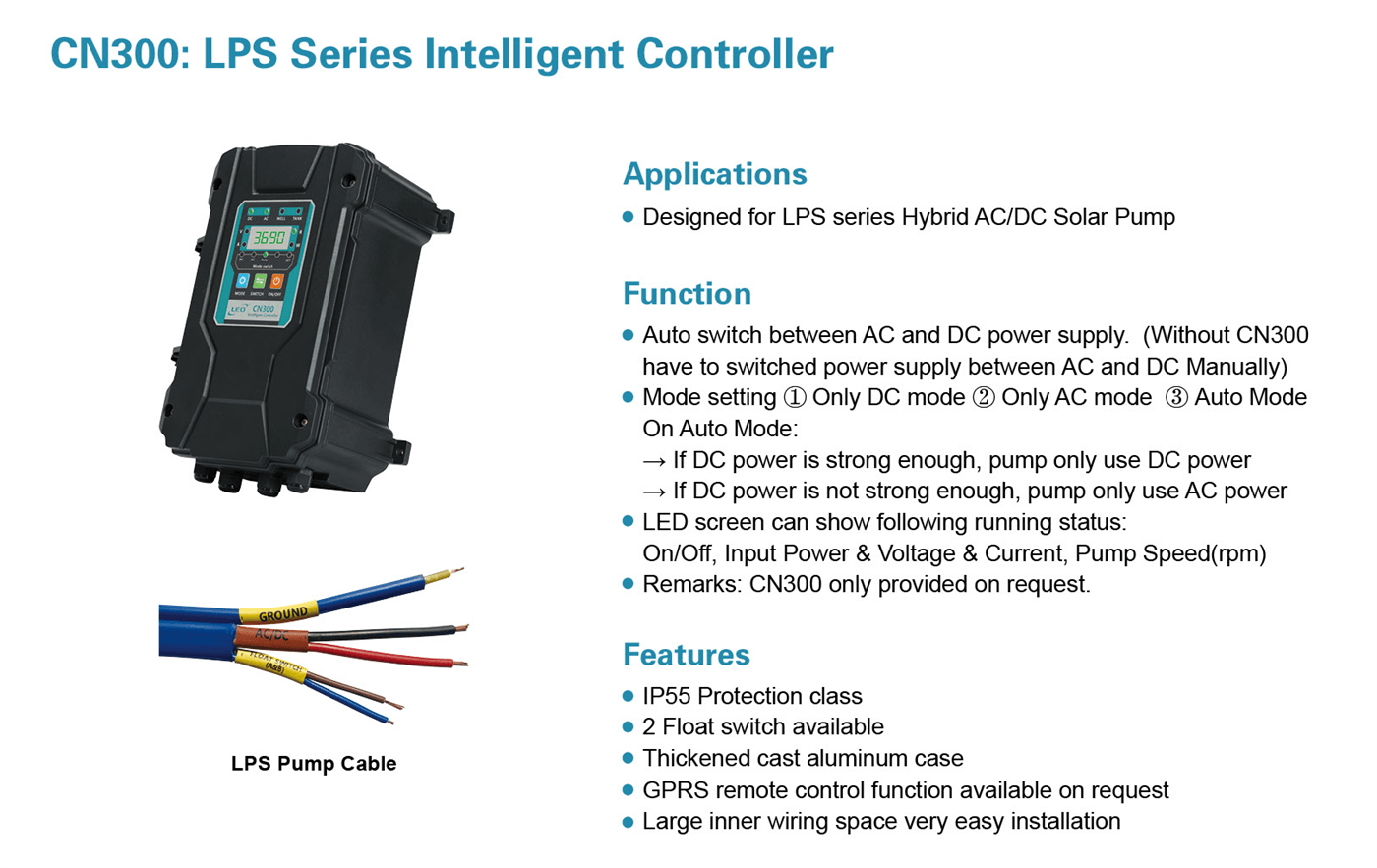 Intelligent Controller for LPS Hybrid AC-DC Solar Borehole Pump - LEO PUMP