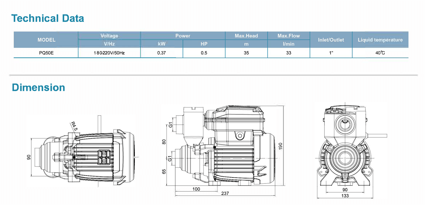 Vortex Pump Specifications 1 - PQ - LEO PUMP