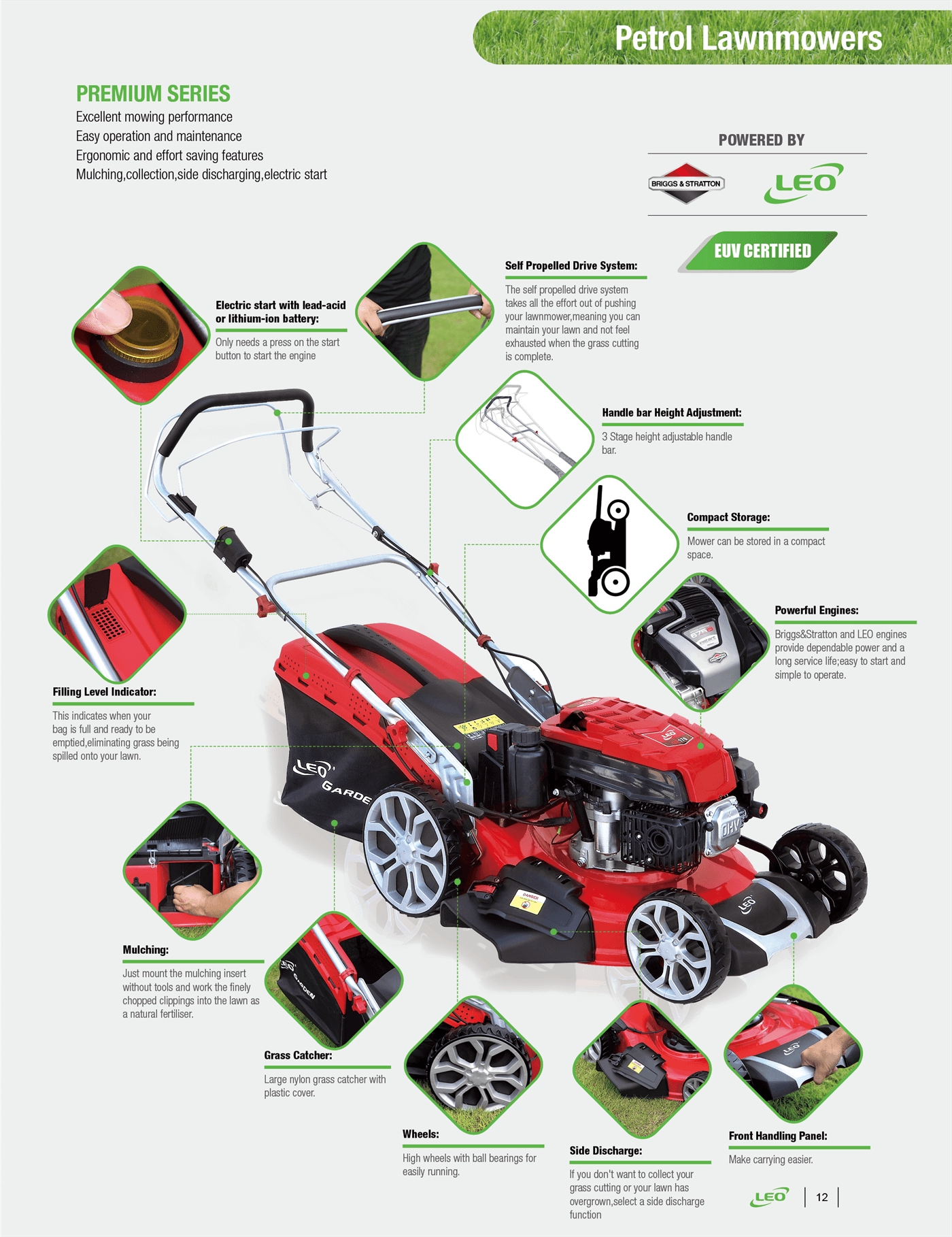 Petrol Lawnmowers Highlights - PREMIUM SERIES  - LEO Garden