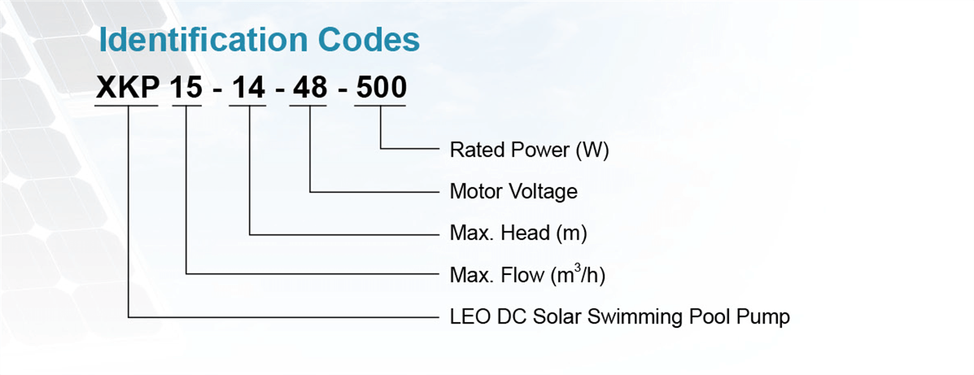 DC Solar Swimming Pool Pump Model Identification - XKP - LEO PUMP