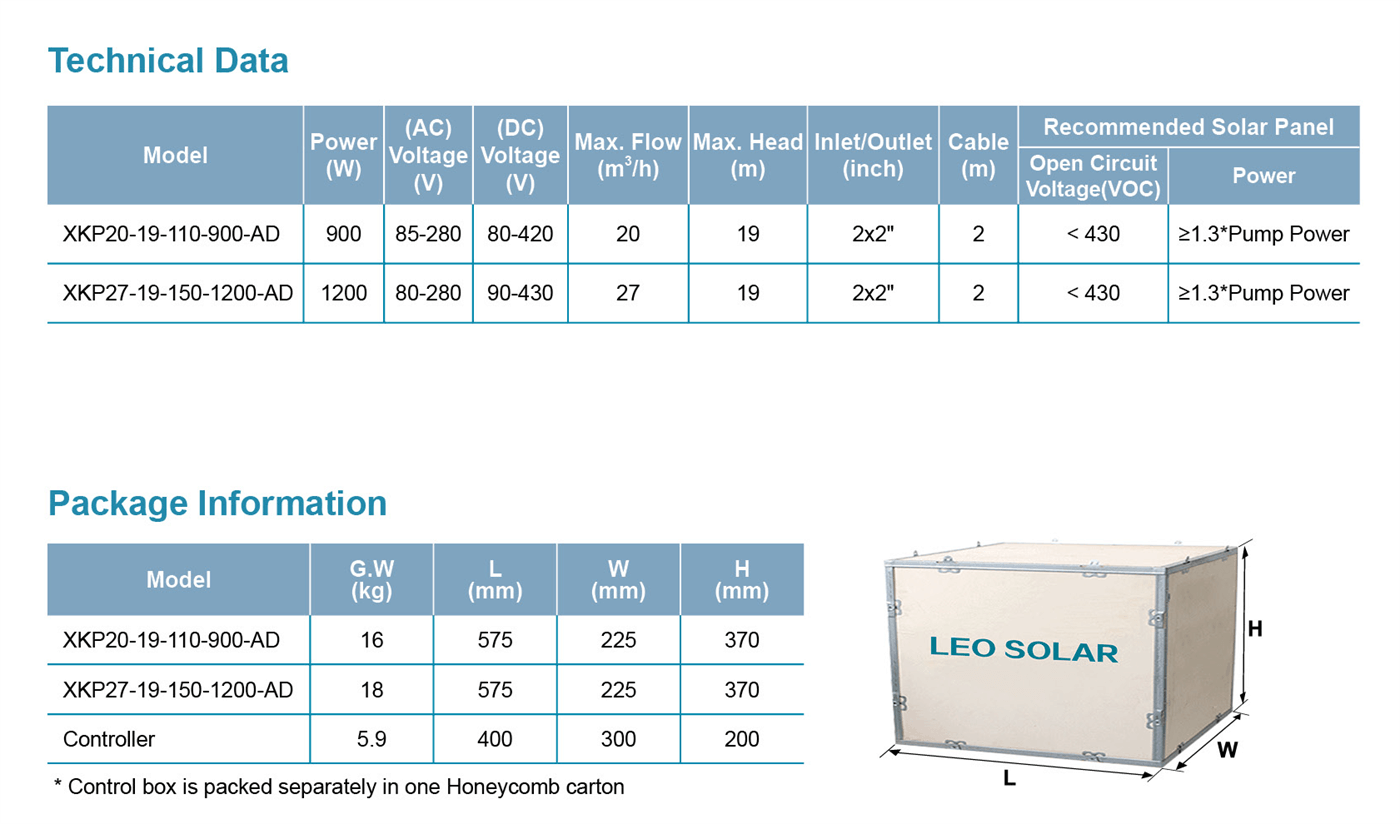 Hybrid AC-DC Solar Pool Pump Specifications - XKP-A-D - LEO PUMP