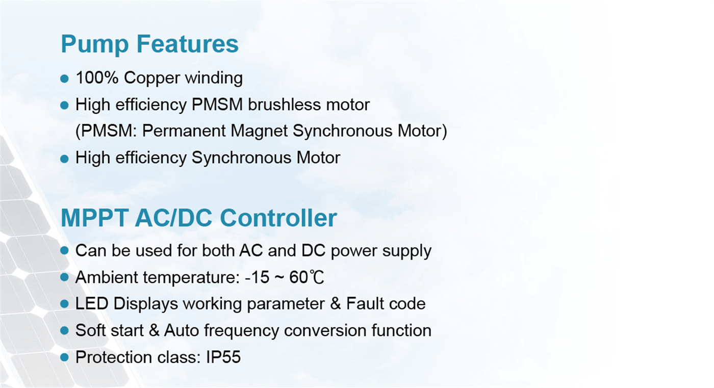 Hybrid AC-DC Solar Pool Pump Highlights - XKP-A-D - LEO PUMP