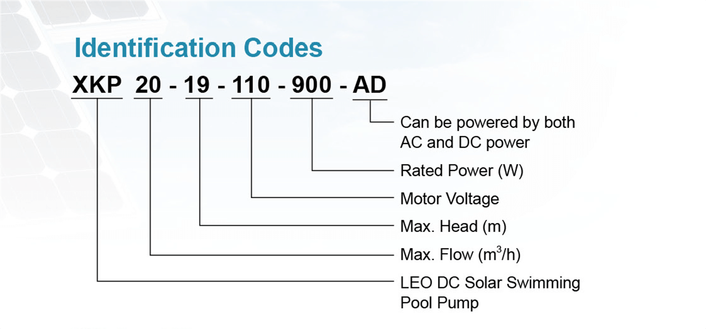 Hybrid AC-DC Solar Pool Pump Model Identification - XKP-A-D - LEO PUMP