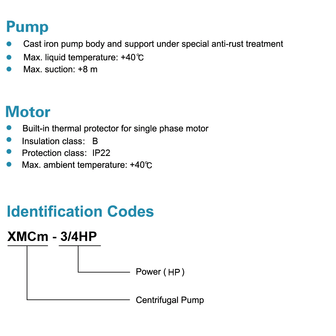 Centrifugal Pump 60Hz Features - XMCm - LEO PUMP