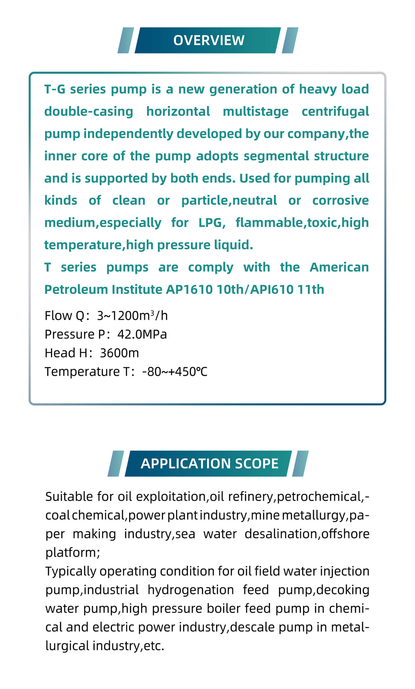 T Series Horizontal Double-casing Multistage Centrifugal Pump