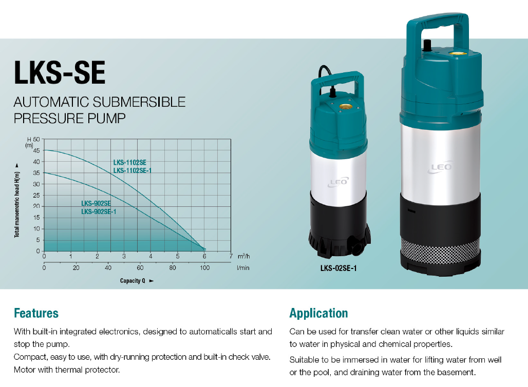 Automatic Submersible Pressure Pump - LKS-SE - LEO PUMP