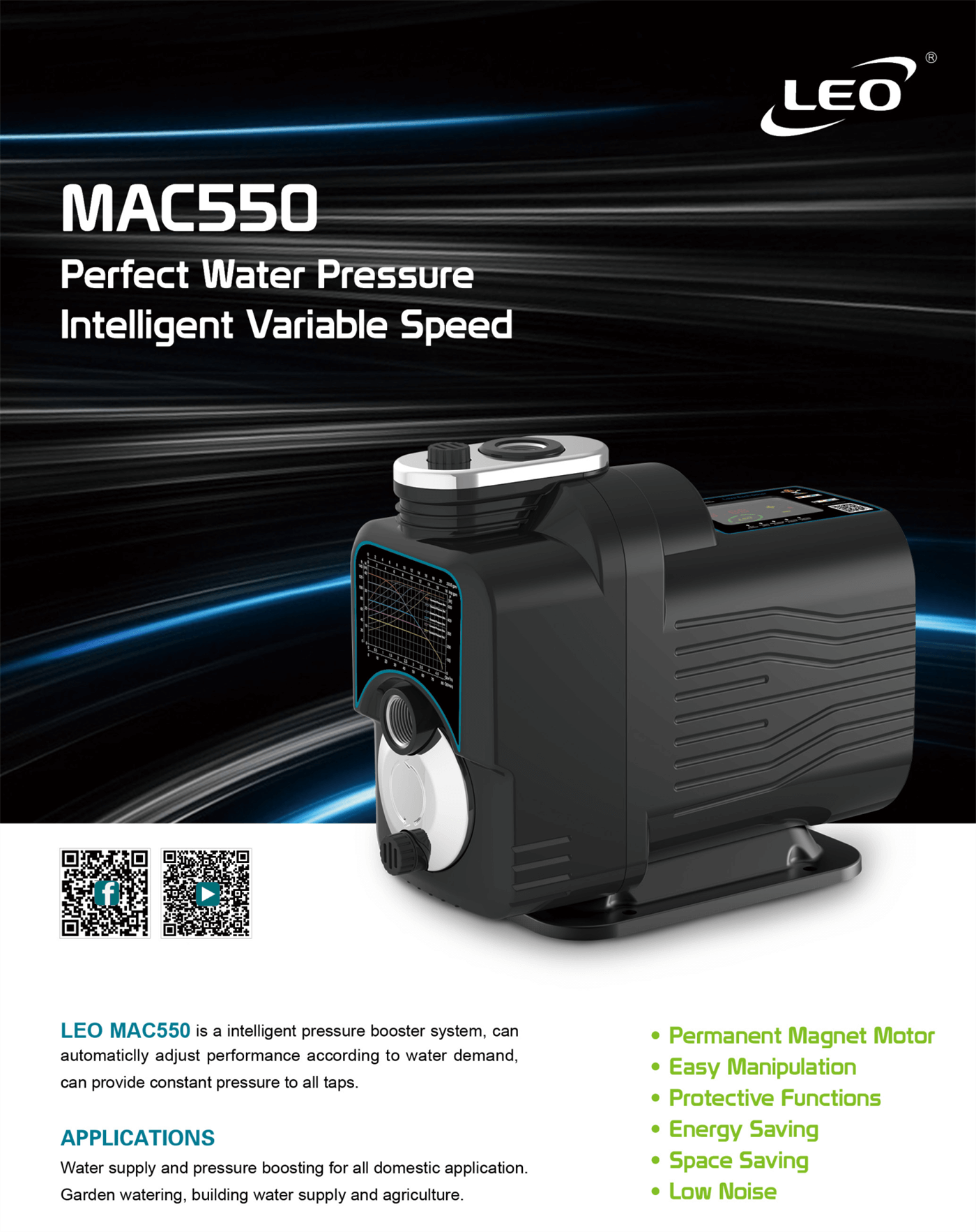 Permanent Magnet Intelligent Booster Highlights - MAC - LEO PUMP