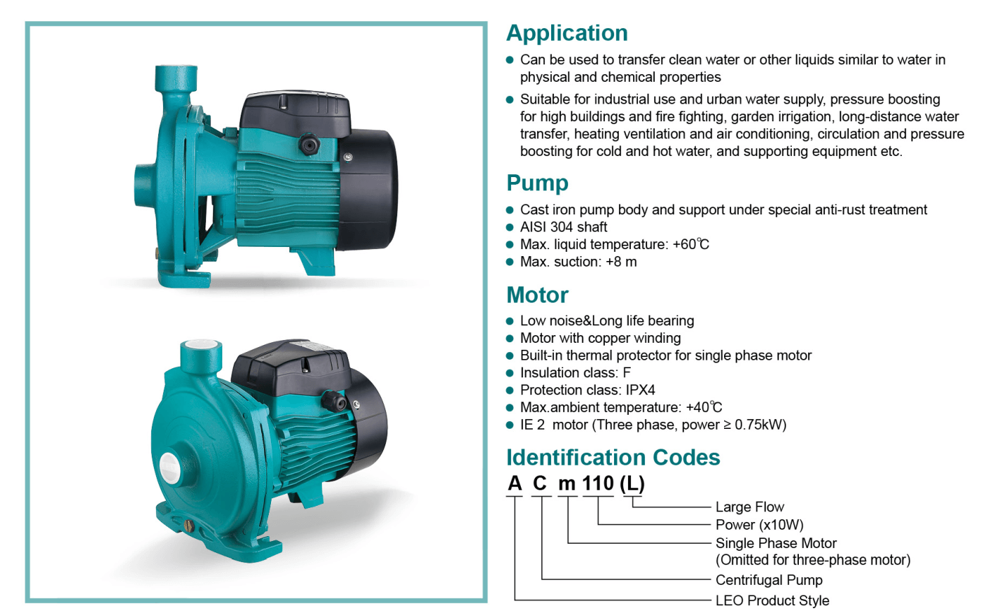 Centrifugal Pump Features - ACm110L