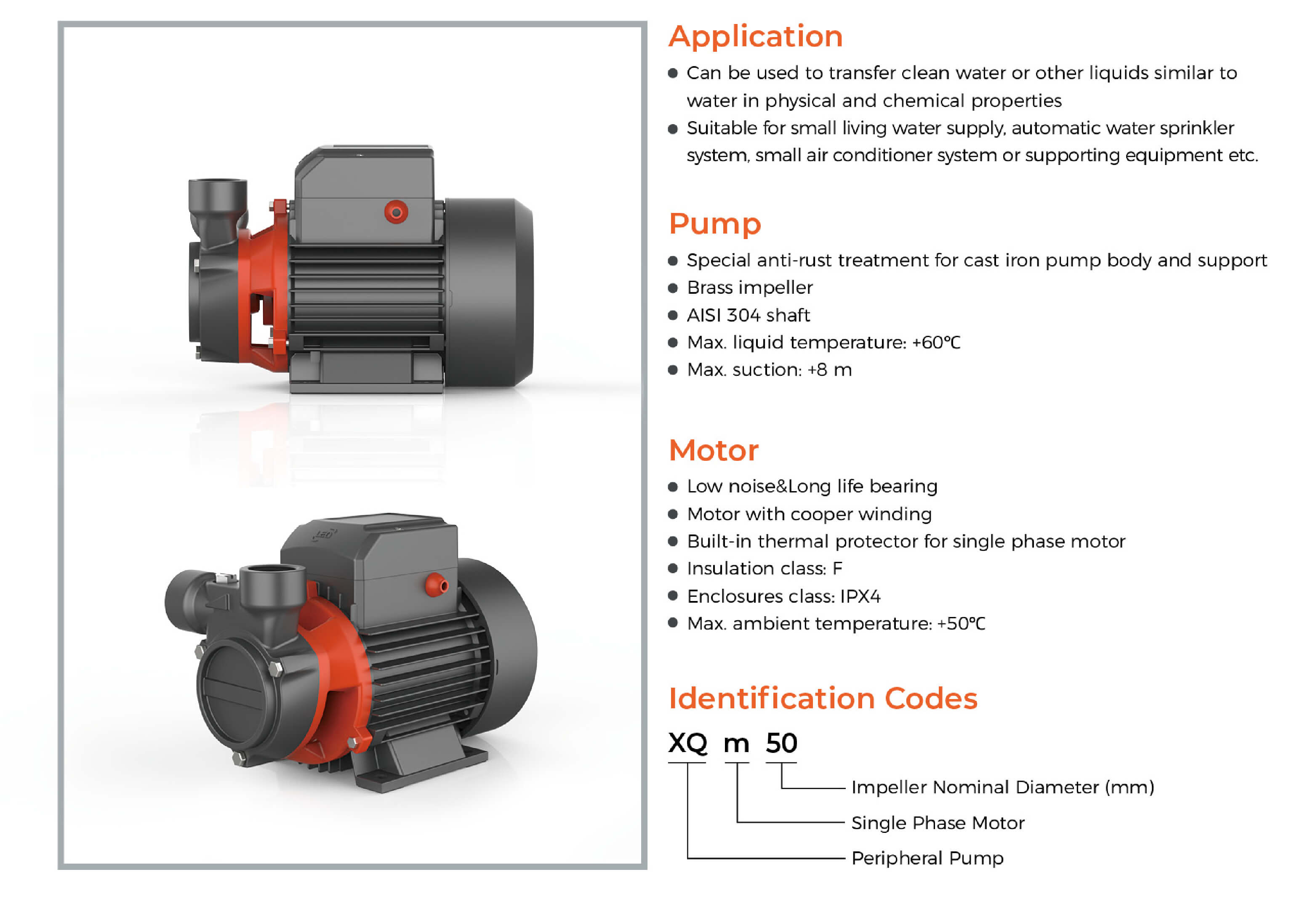 XQm Peripheral Pump Features