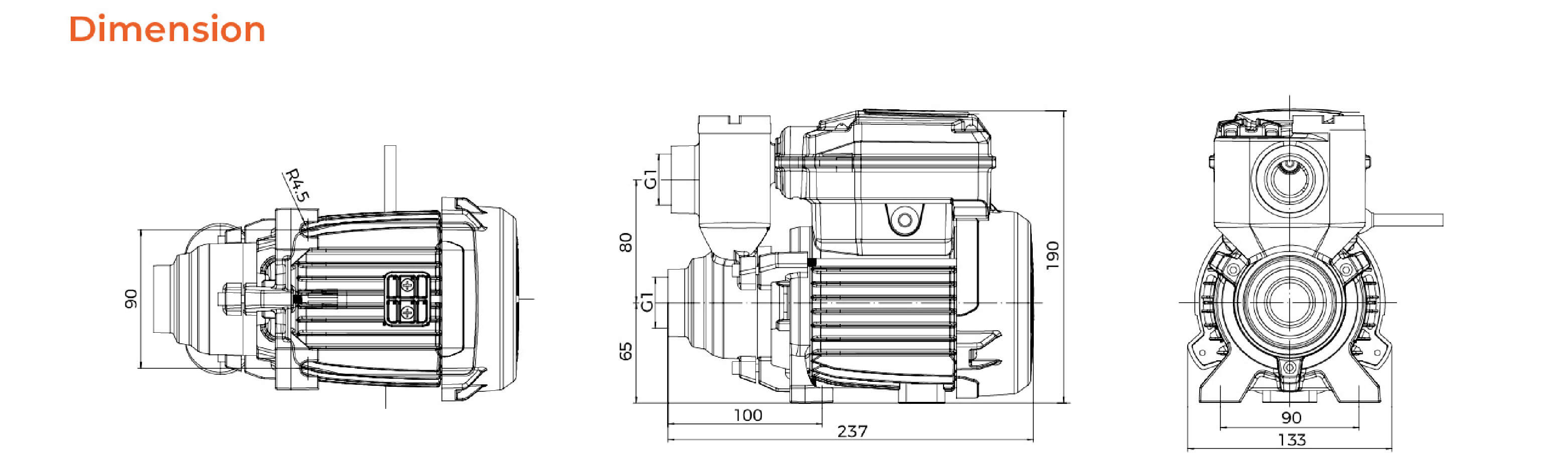 PQ Peripheral Pump Dimension