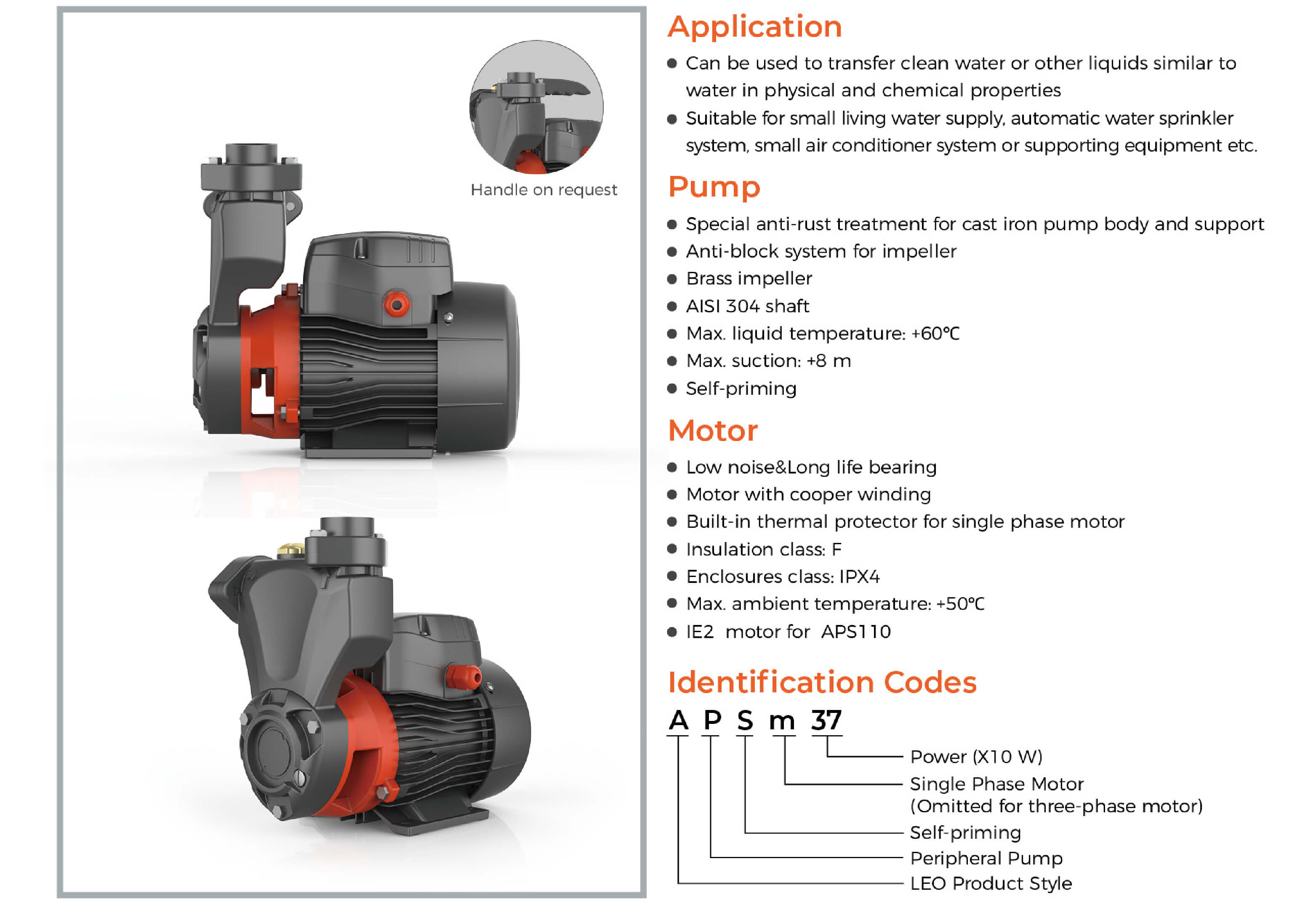 APSm Self-priming Peripheral Pump Features