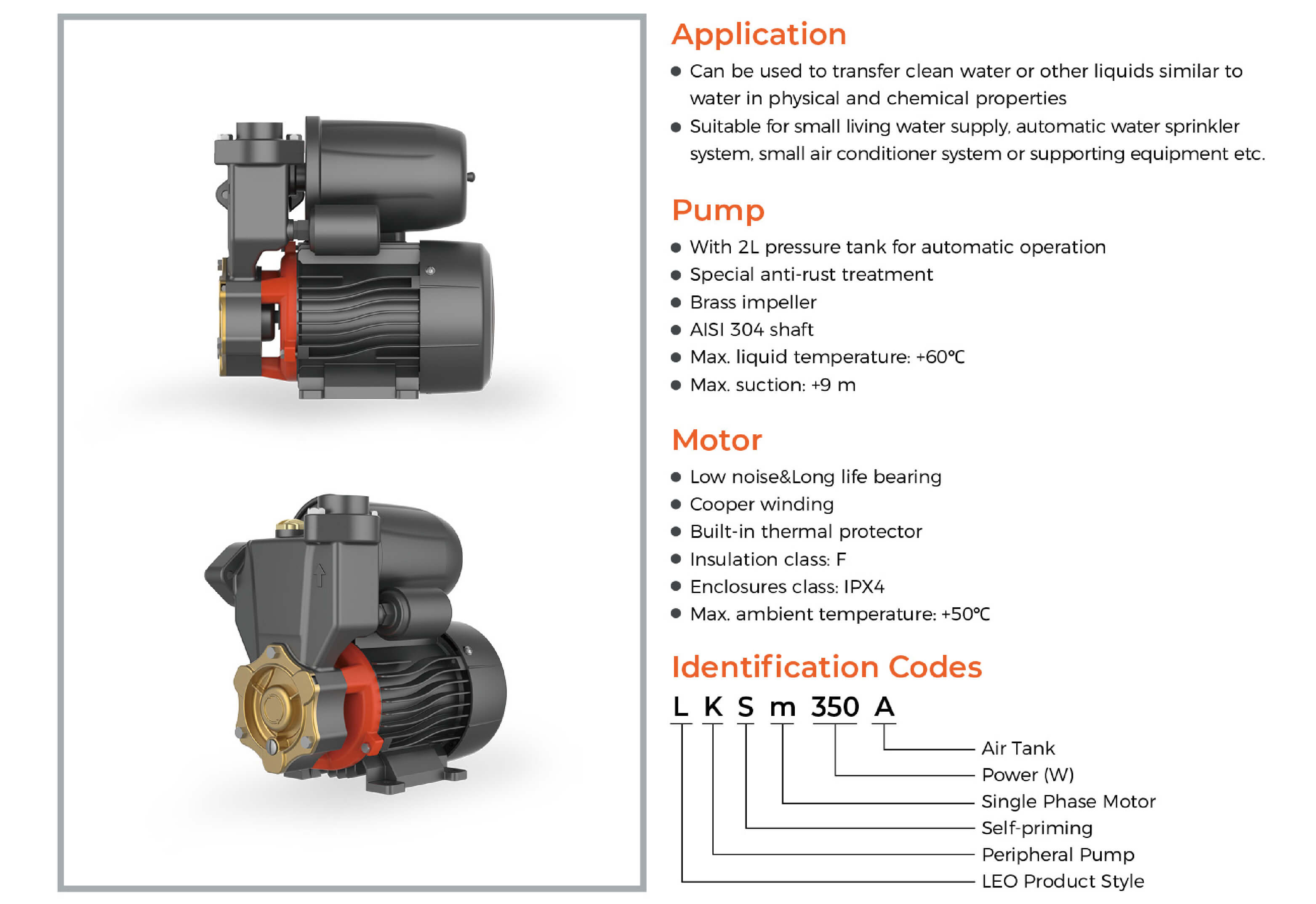 LKSm-A Self-priming Peripheral Pump Features