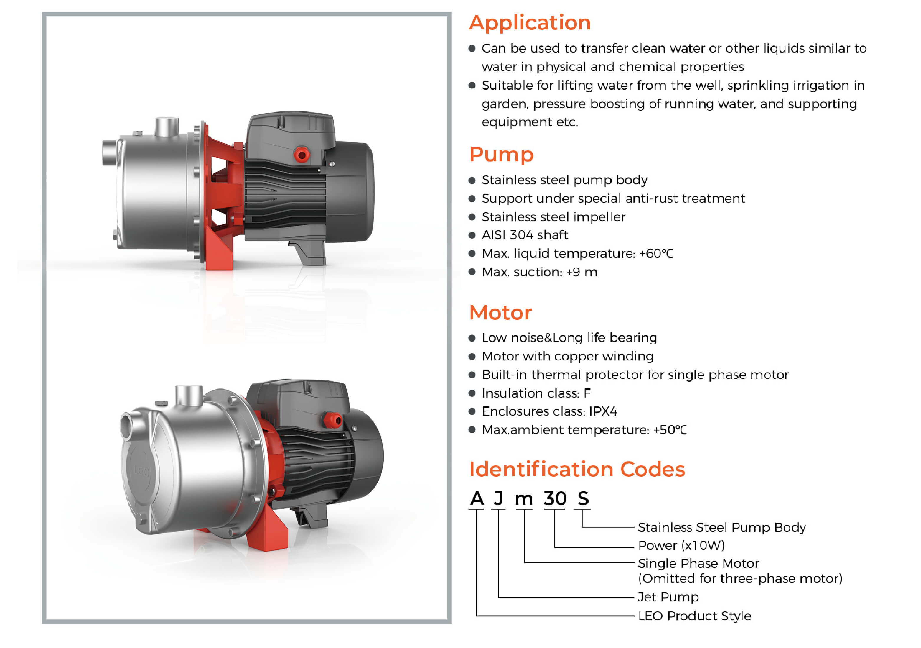 AJm-S Stainless Steel Jet Pump Features