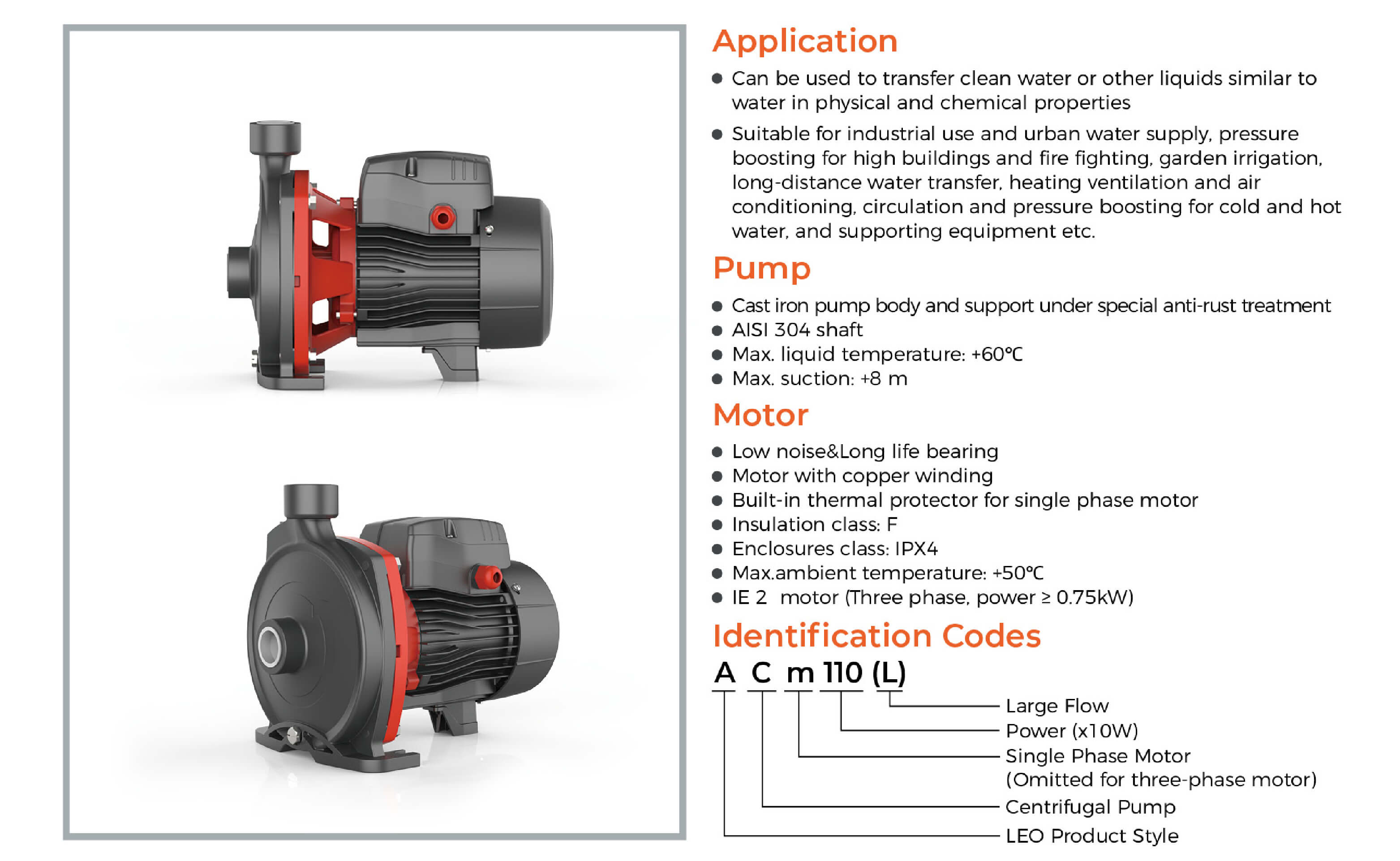 ACm Centrifugal Pump Features