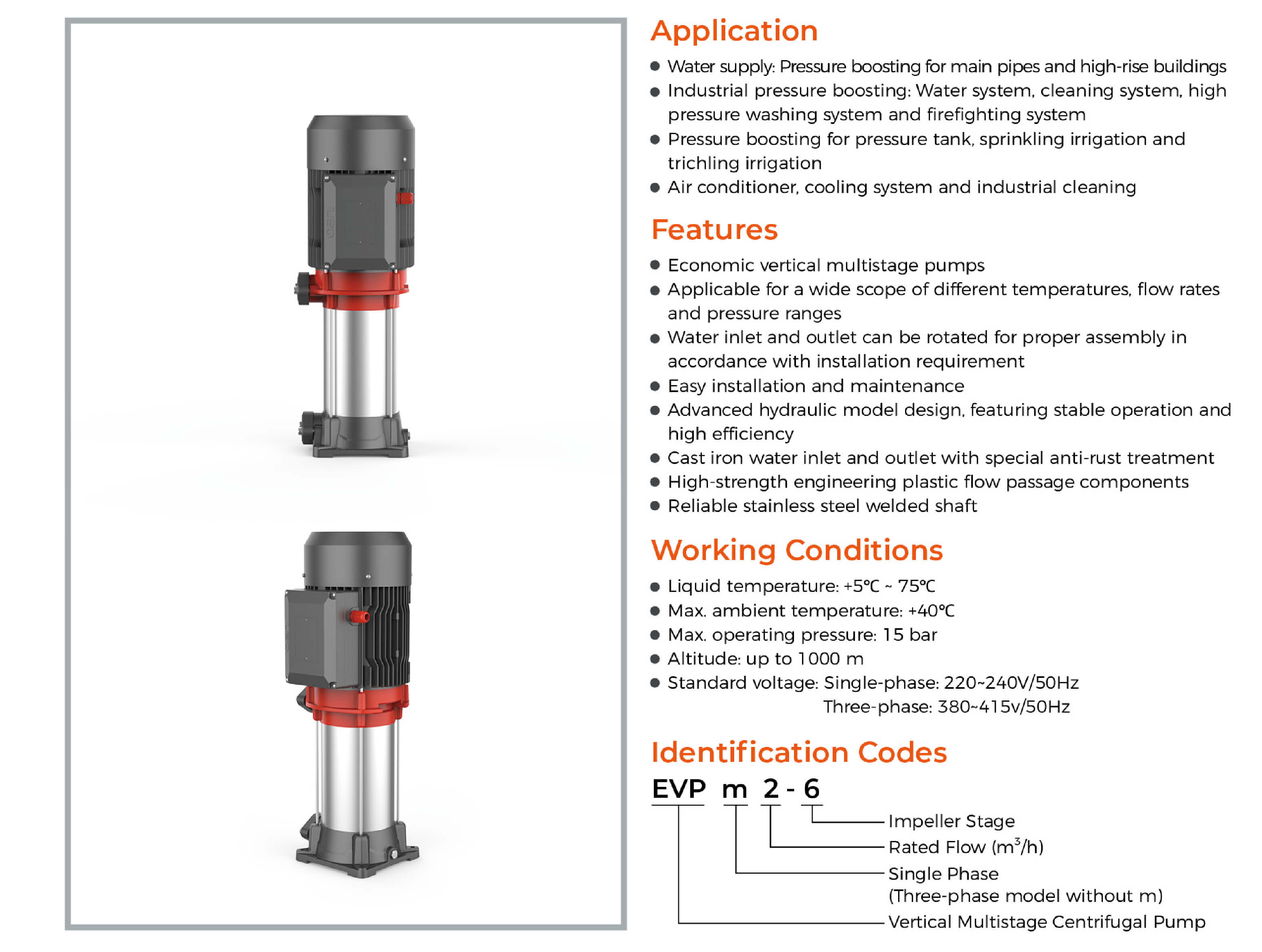 EVP Vertical Multistage Pump Features