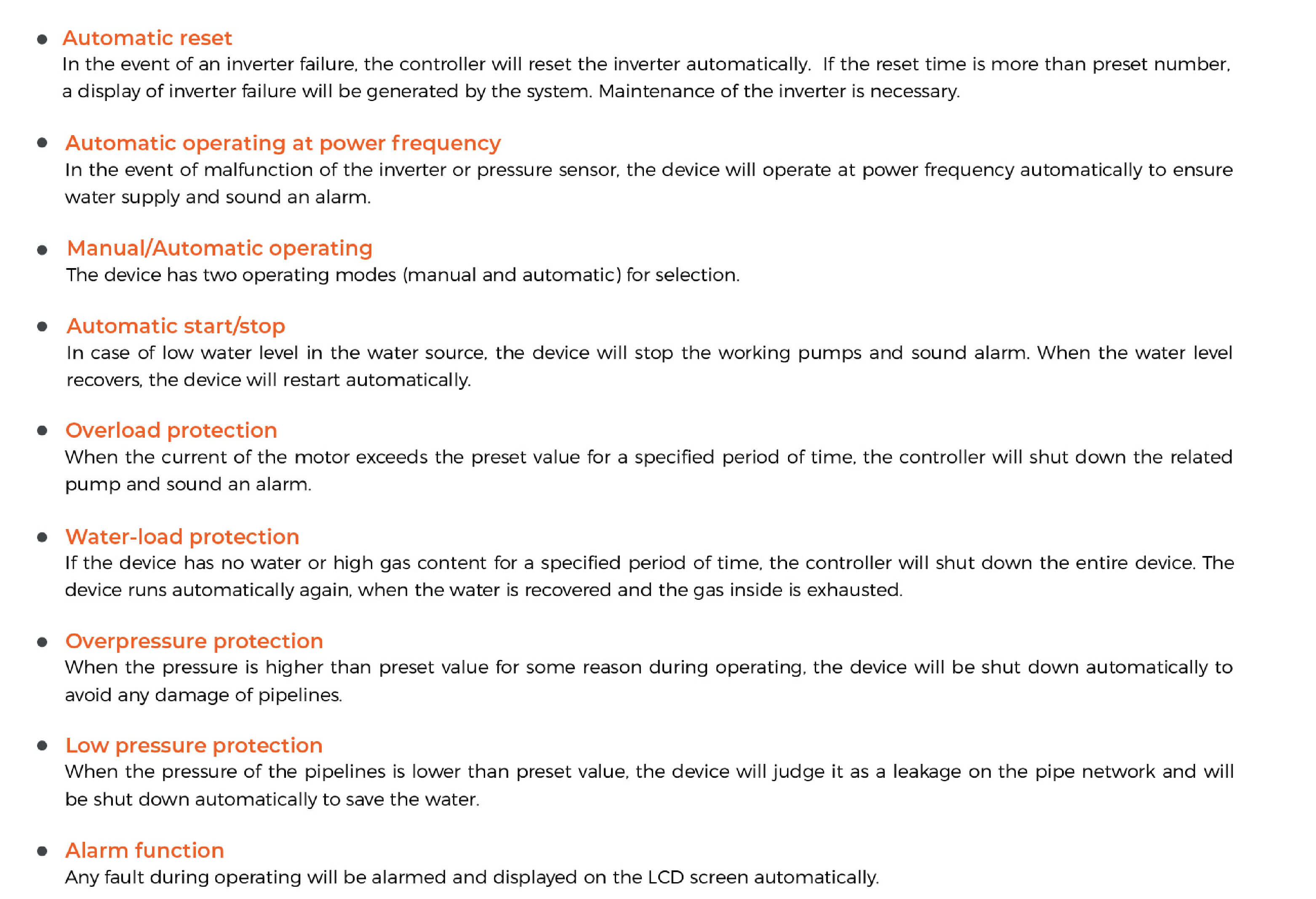 BWS Pressure Booster System Product Functions 1