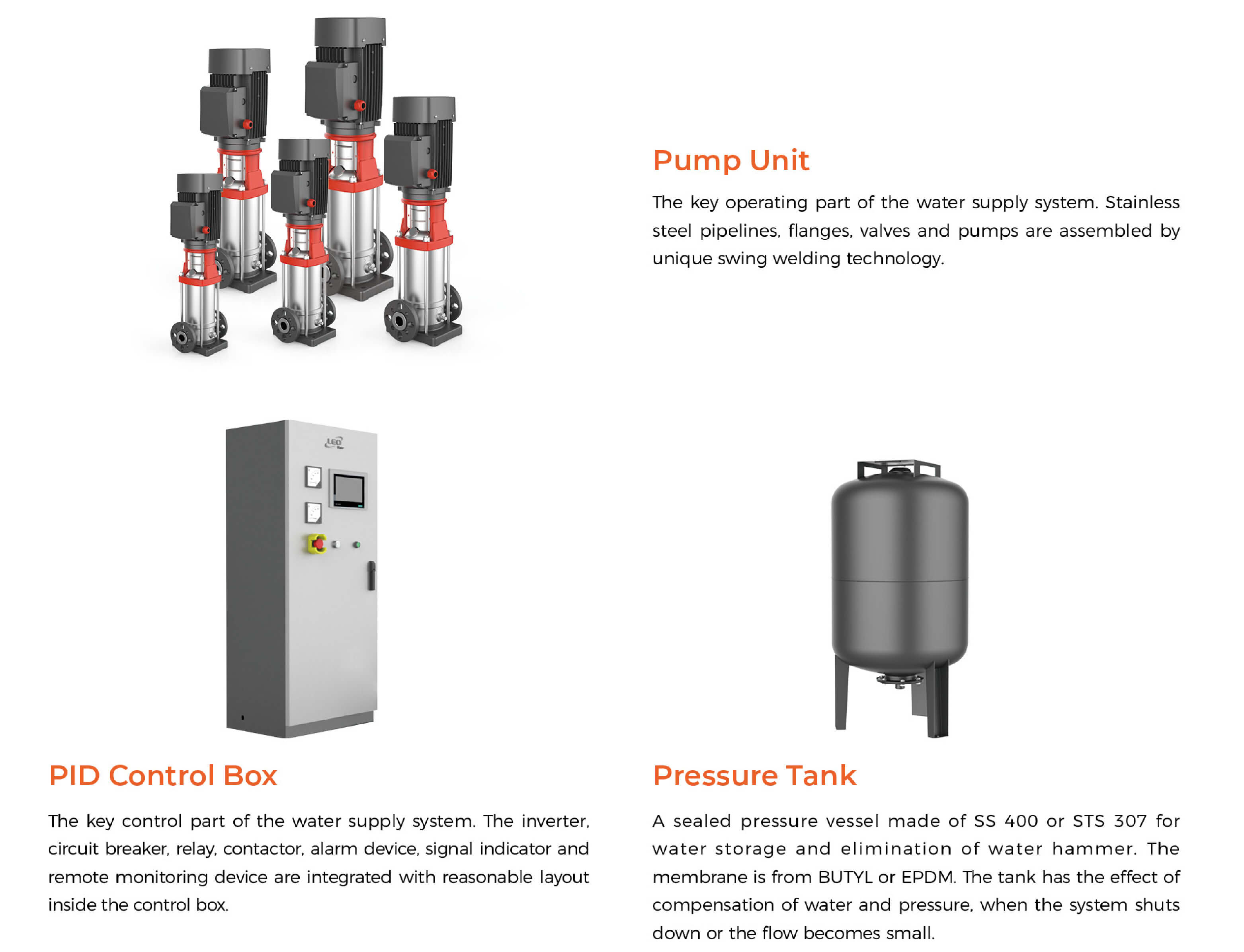 BWS Pressure Booster System Main Parts