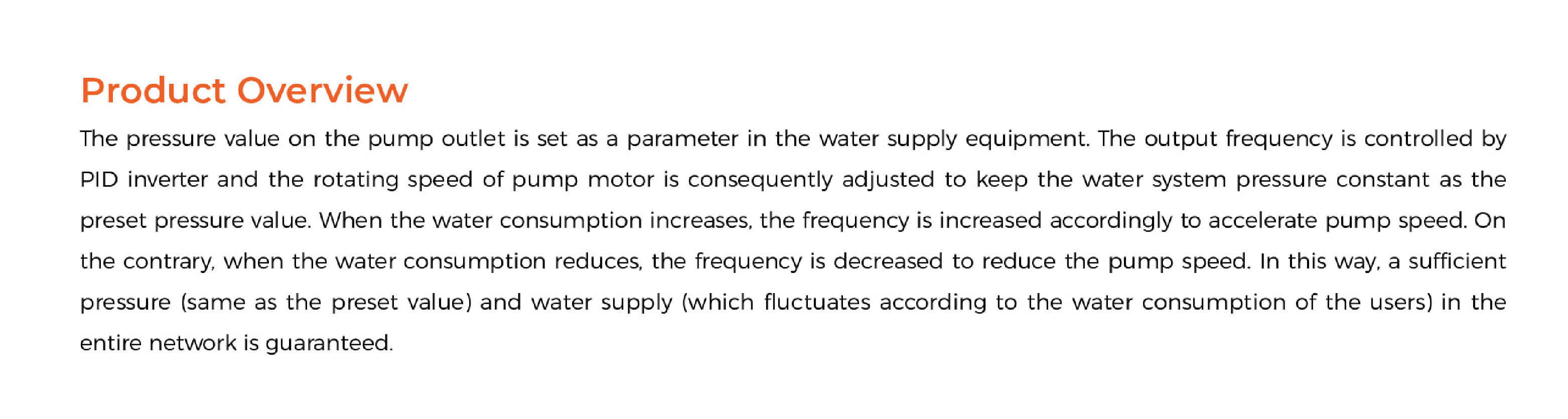 BWS Pressure Booster System Product Overview