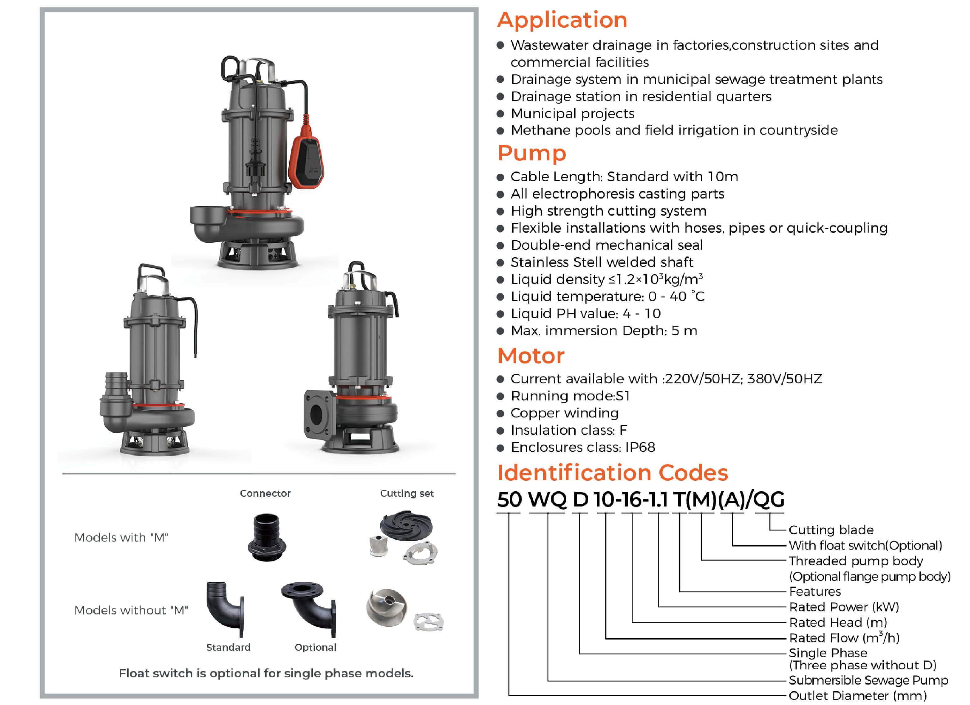 WQ-T Submersible Sewage Pump Features