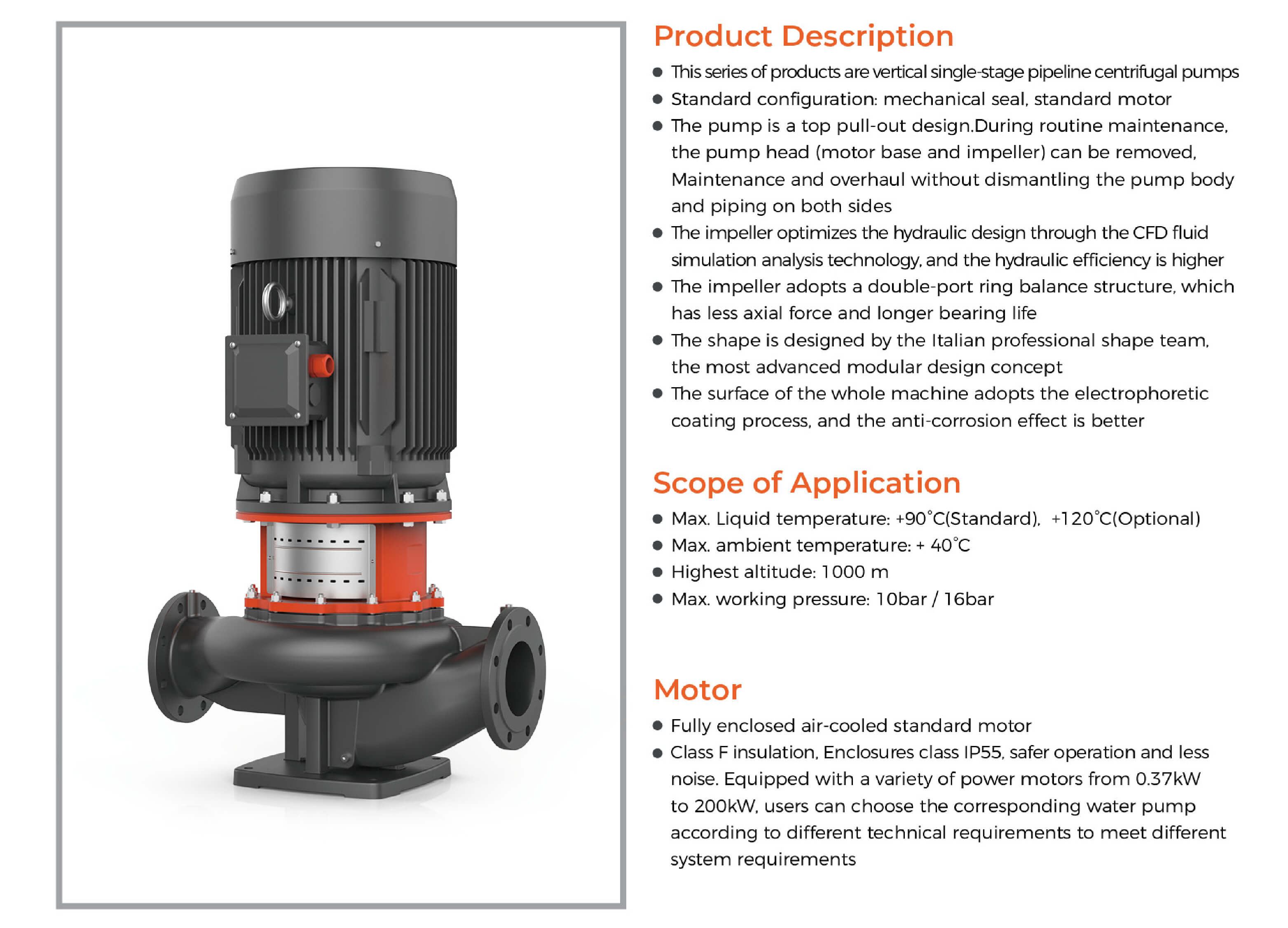 LPP Vertical In-line Pump Features