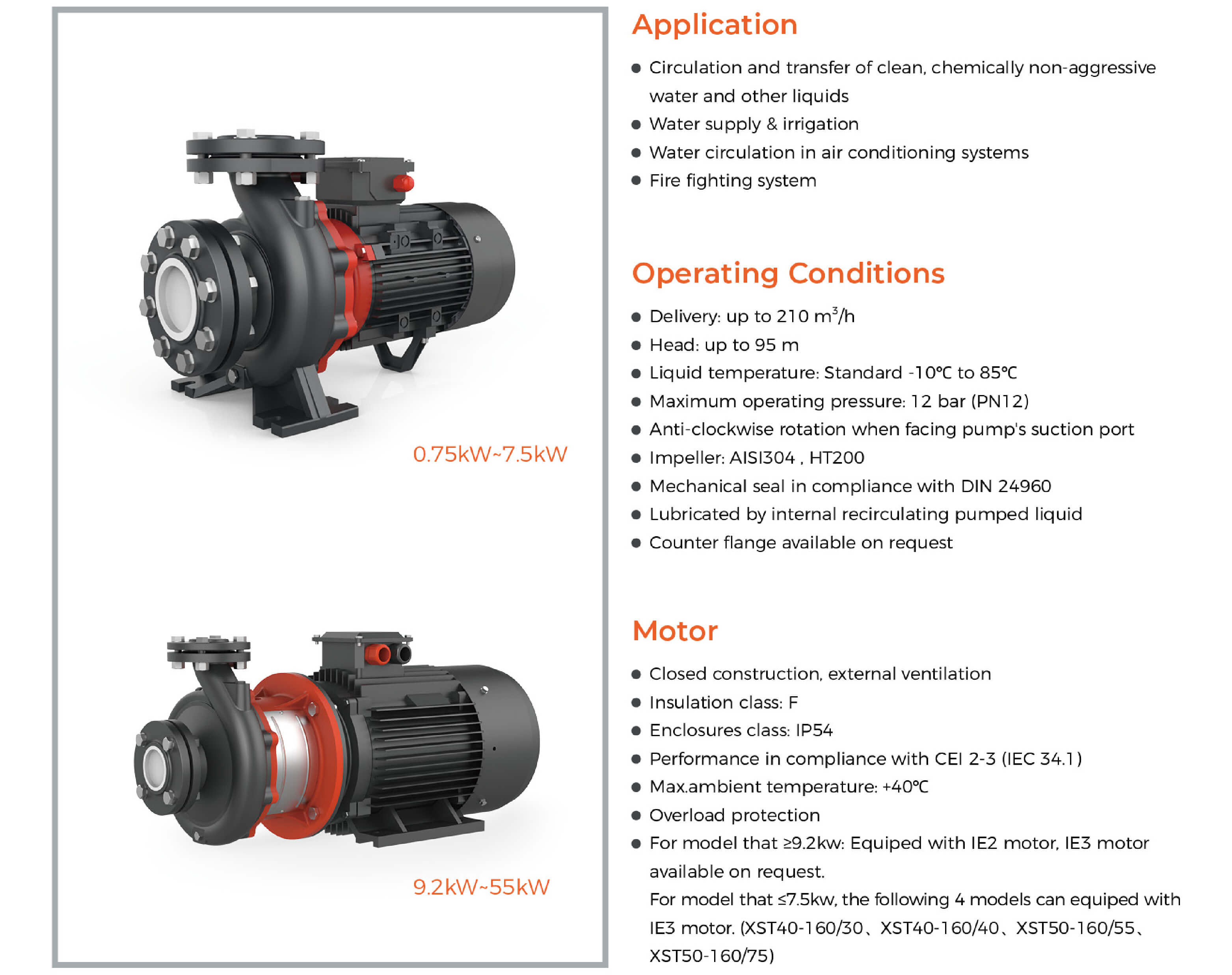 XST Standard Centrifugal Pump Features