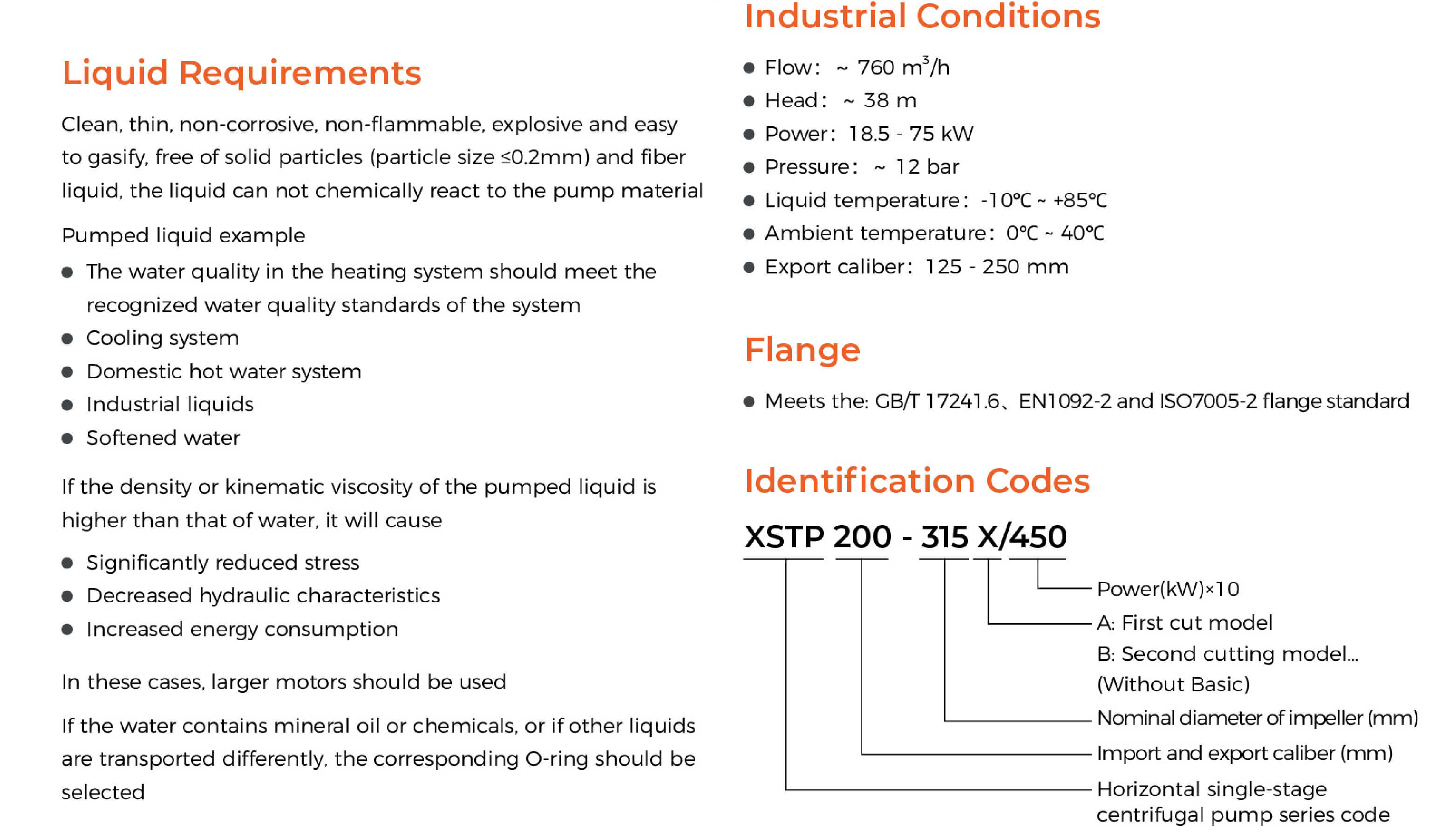 XSTP Horizontal Single-stage Centrifugal Pump Characteristics