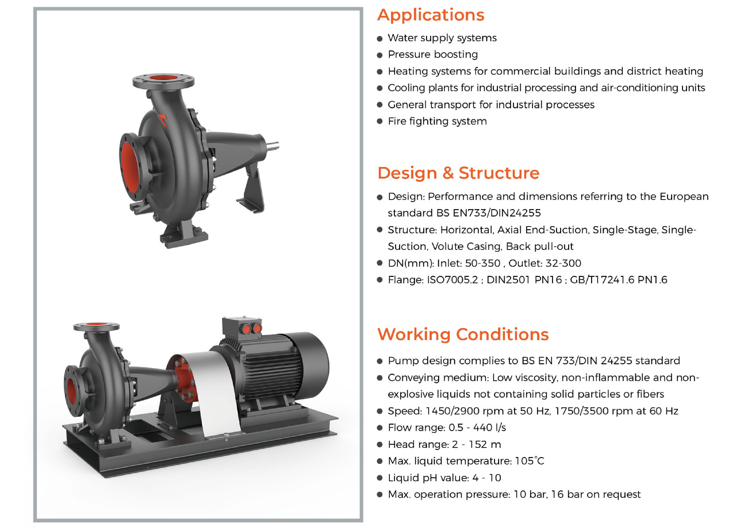 LEP End Suction Centrifugal Pump Features