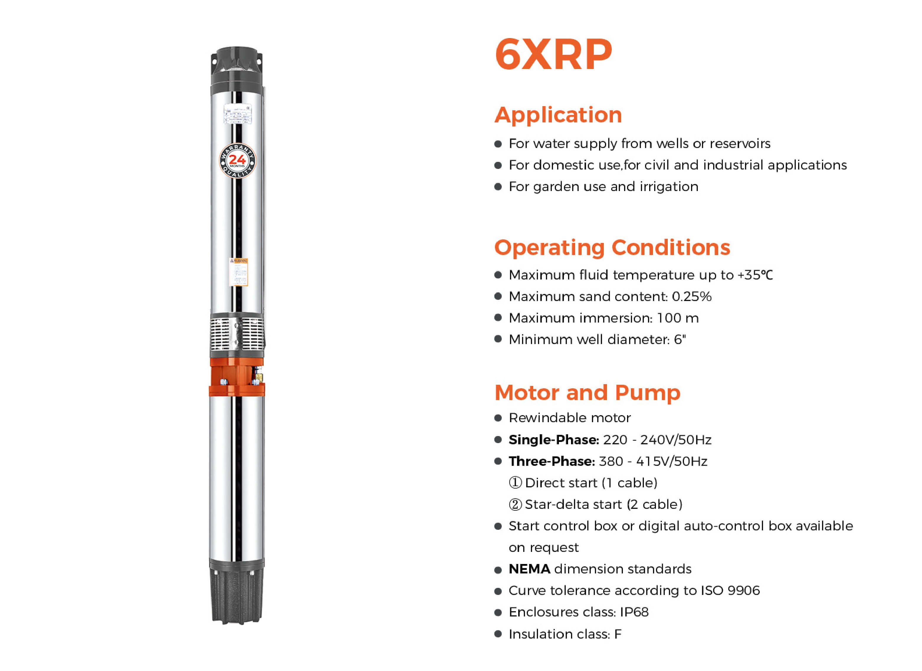 XRP Submersible Borehole Pump Features