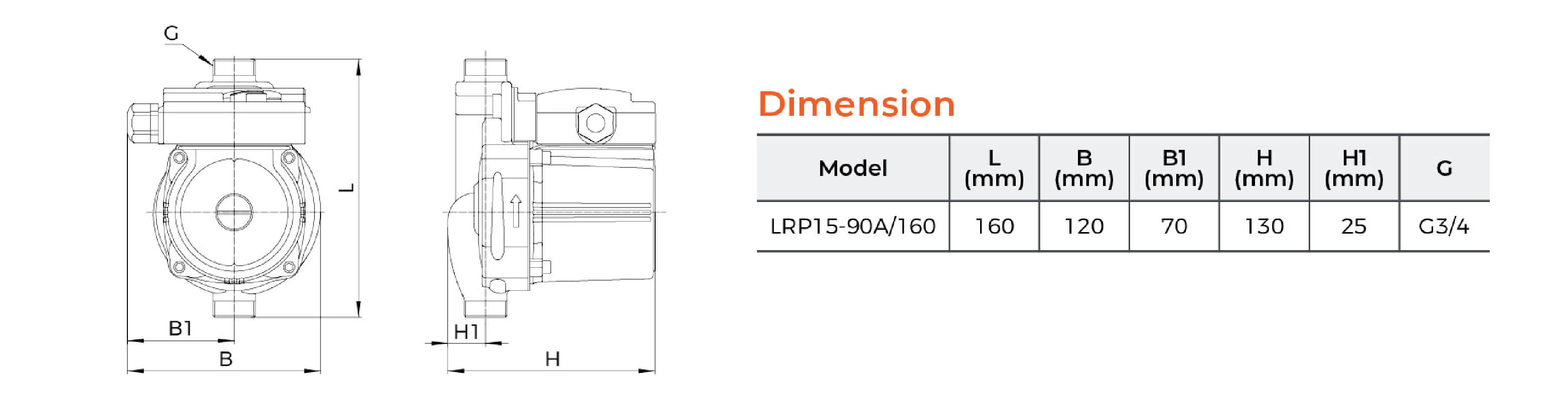 LRP-90A Booster Pump Dimension