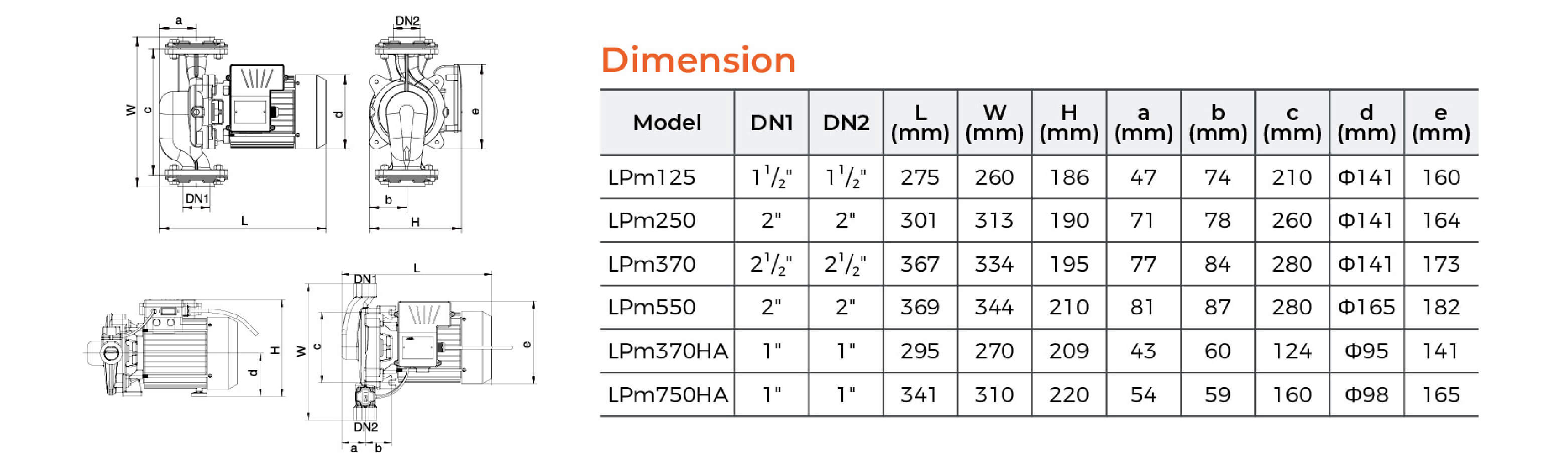 LPm Booster Pump Dimension