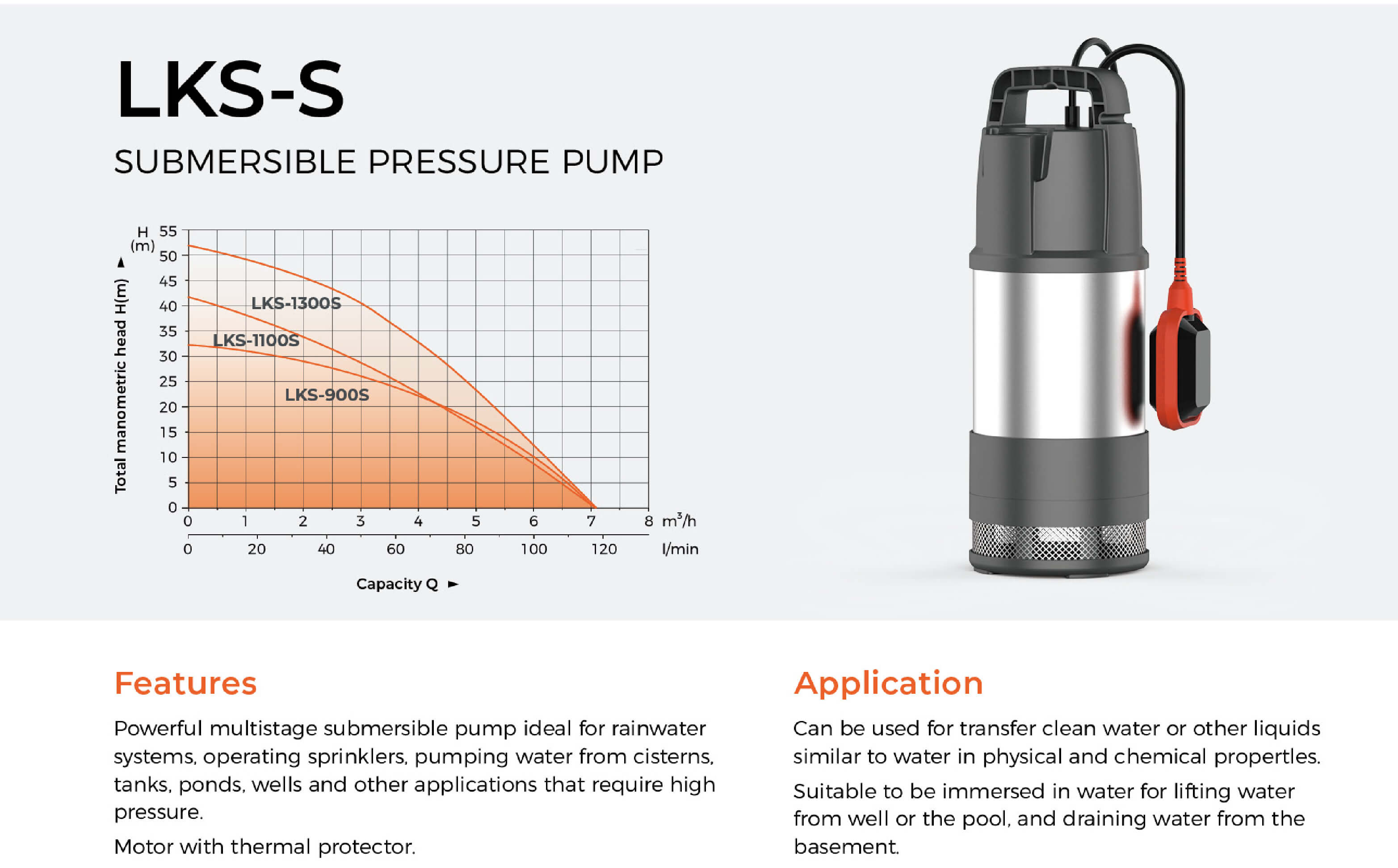 LKS-S Submersible Pressure Pump Features