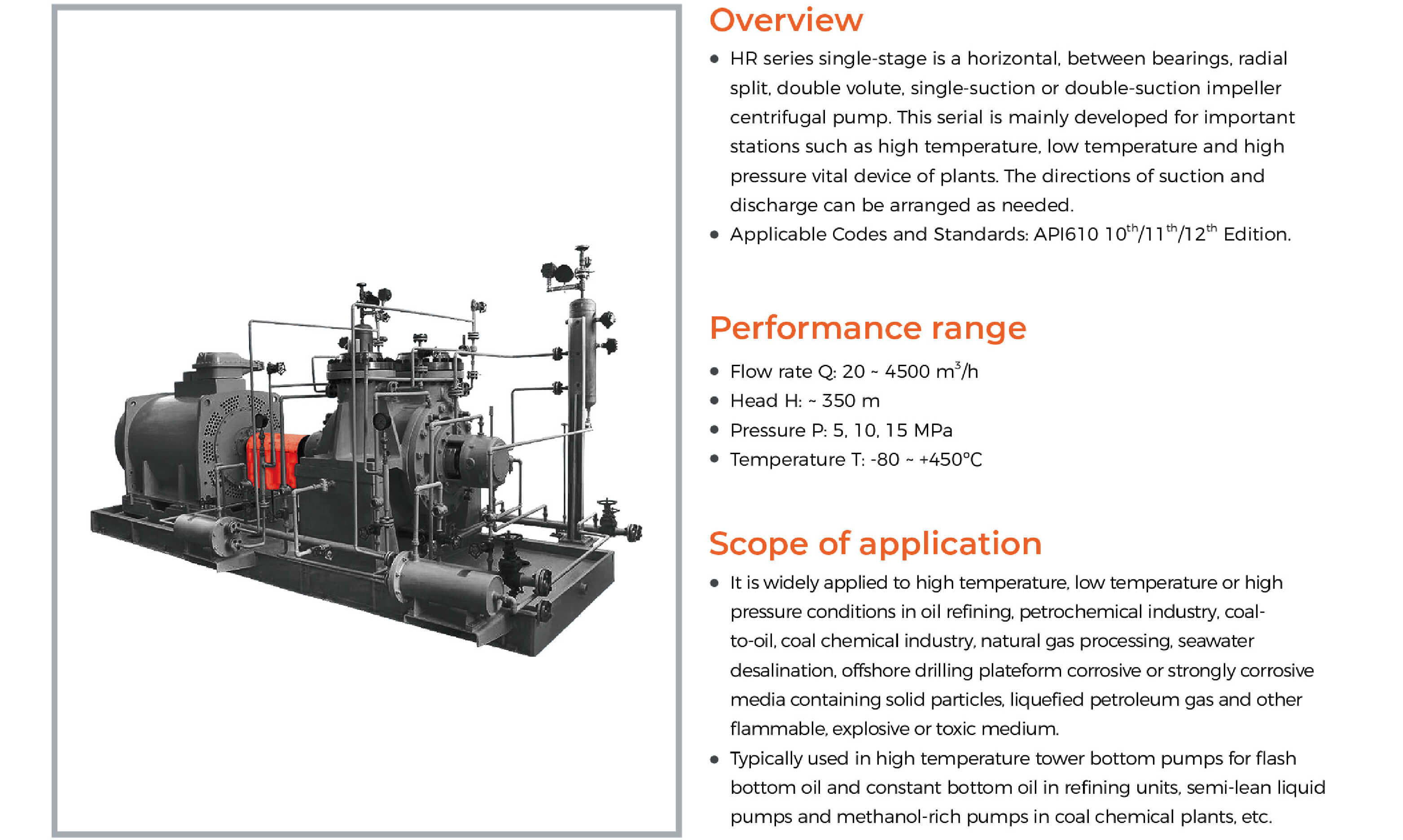 HR Heavy Duty Petrochemical Process Pump Features