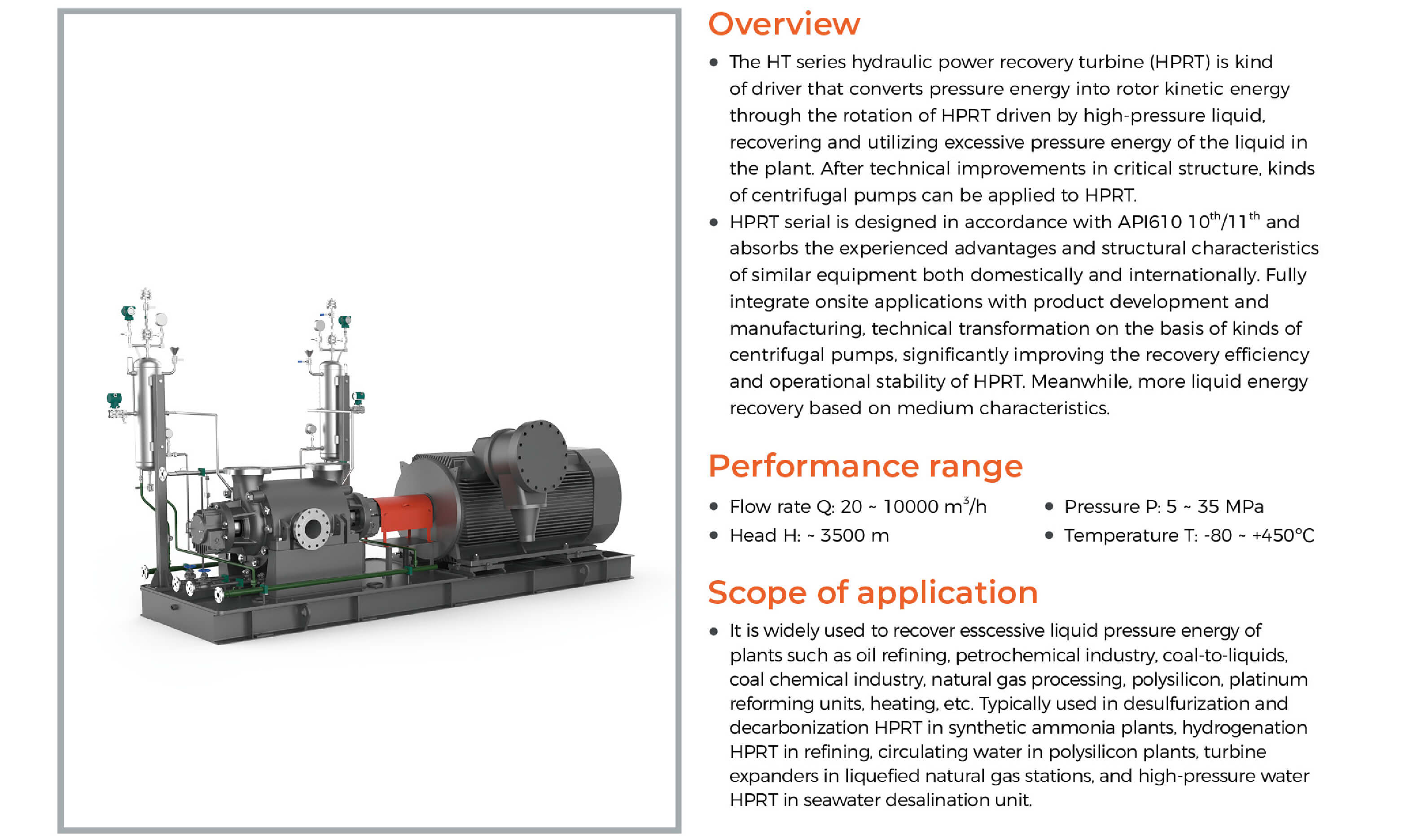 HT Hydraulic Power Recovery Turbine Features