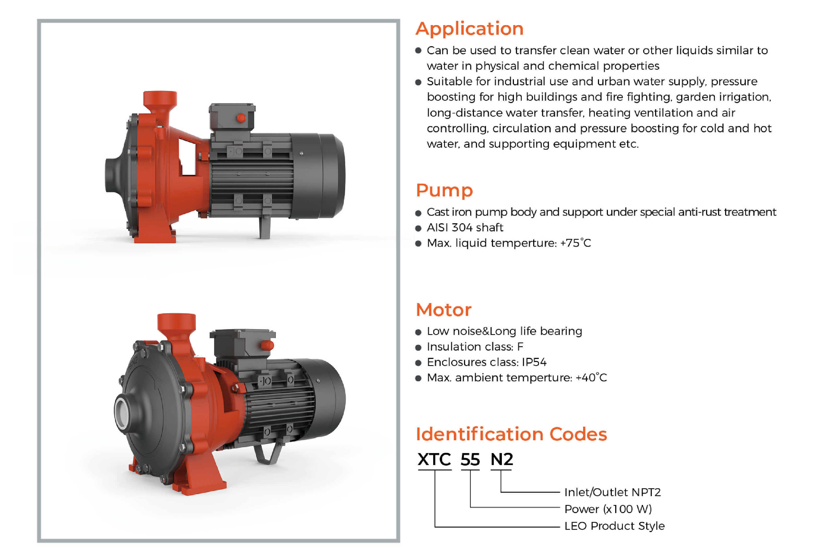 60HZ XTC Centrifugal Pump Features